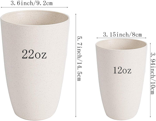22 OZ Reusable Drinking Cups, Wheat Straw Unbreakable Lightweight Glasses, Eco-Friendly BPA Free Healthy Tumbler Set for Adult & Kids, Set of 5.